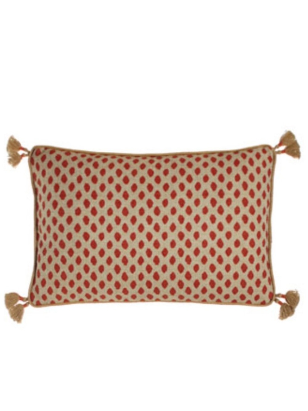 Lacefields Design Sahara Geranium Lumber Pillow with Tassels and Burlap Pipping